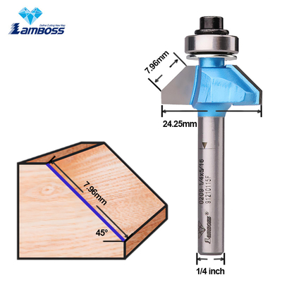 Ağaç işleme rotör bit Lamboss 45 derece Çamfer bit ahşap freze kesicisi için rulman ile